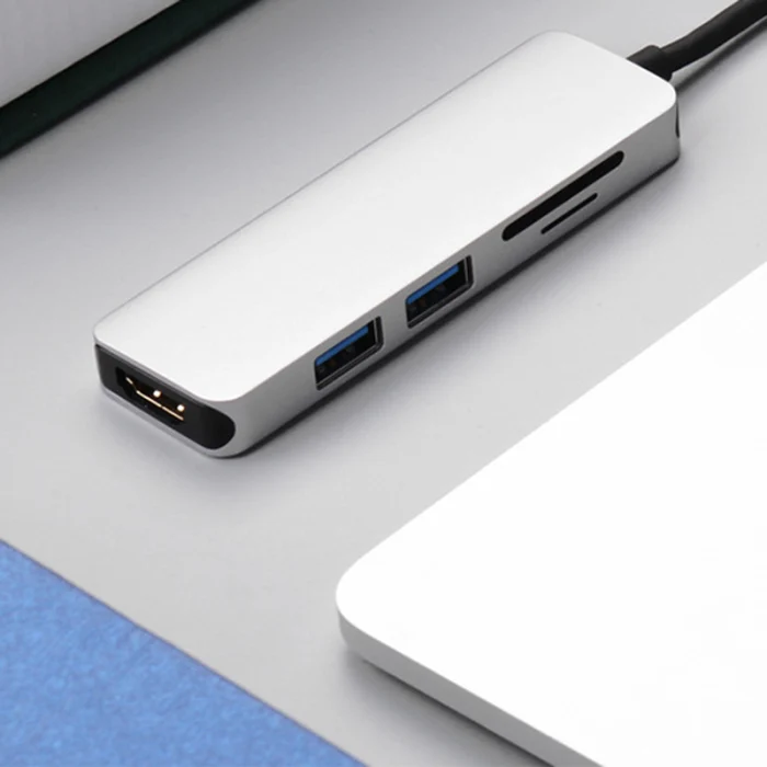 USB-C концентратор HDMI адаптер 5 в 1 ключ usb type-C к HDMI кардридер 2 порта VH99