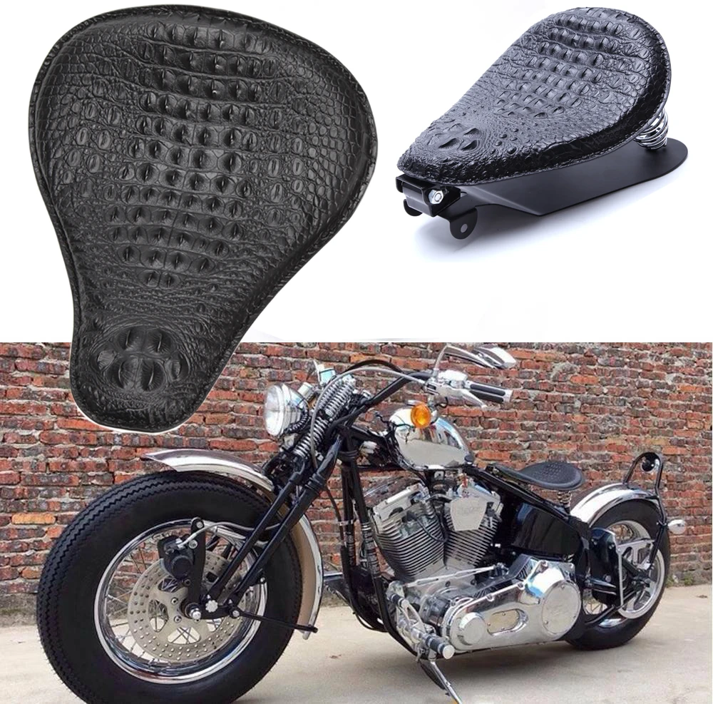 individual de cuero de cocodrilo para motocicleta, soporte 3 muelles para harley Sportster Xl 883 Chopper, Kawasaki| | - AliExpress