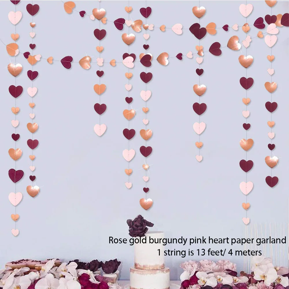 Rose Gold Paper Bunting Triangle Flags - Wedding & Party Hanging Decoration