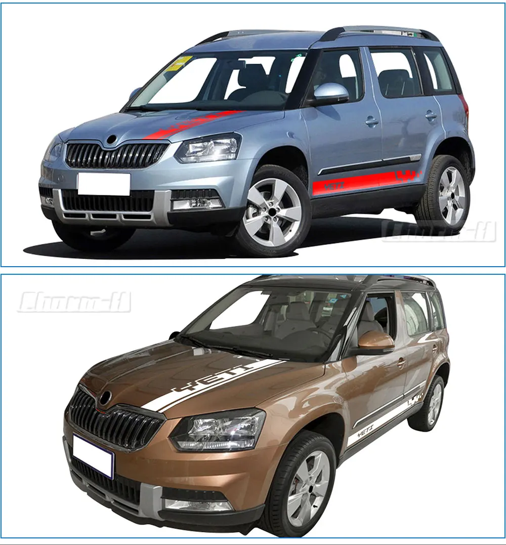 Racing Sport Car Styling Hood Engine Cover Decal Body Graphics Vinyl Side Stripes Skirt Sticker for Skoda Yeti Tuning Accessorie
