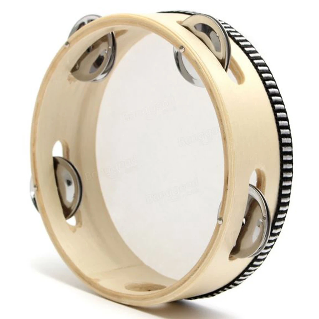 6 Inch Hand Held Tambourine Drum Bell Metal Jingles Musical Toy Percussion