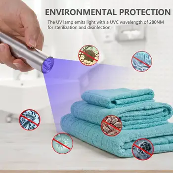 

Portable UVC Germicidal Lamp Multifunctional Flashlight UV Sterilizer Light with 18650 Lithium Battery Protective Glasses