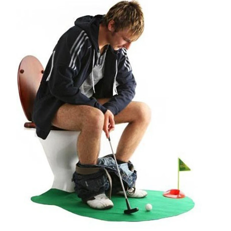 

Toilet Golf Putter Set Mini Golf Putting Novelty Set Potty Putter BathMat ToiletGame Entertainment Sport Toy 0947