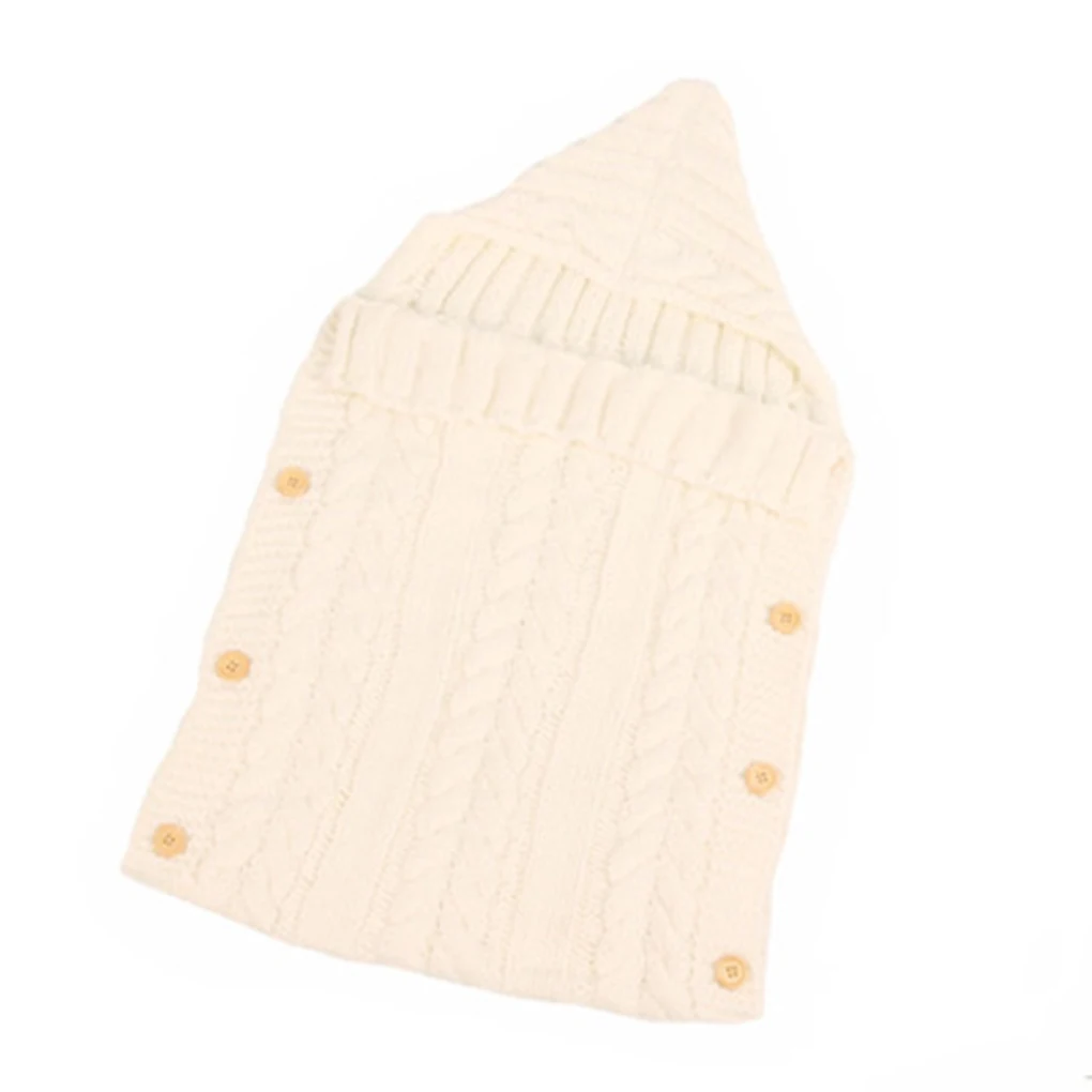 Milk White Newborn Baby Knitted Crochet Sleeping Bags Baby Stroller Swaddle Wrap Toddler Swaddling Blanket Sleep Bags - Цвет: Milk White