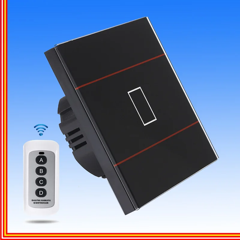 

Eu Standard Remote Control Switch 1 Gang Smart Wall Touch Light Switch Led Indicator Crystal Tempered Glass Panel Switch