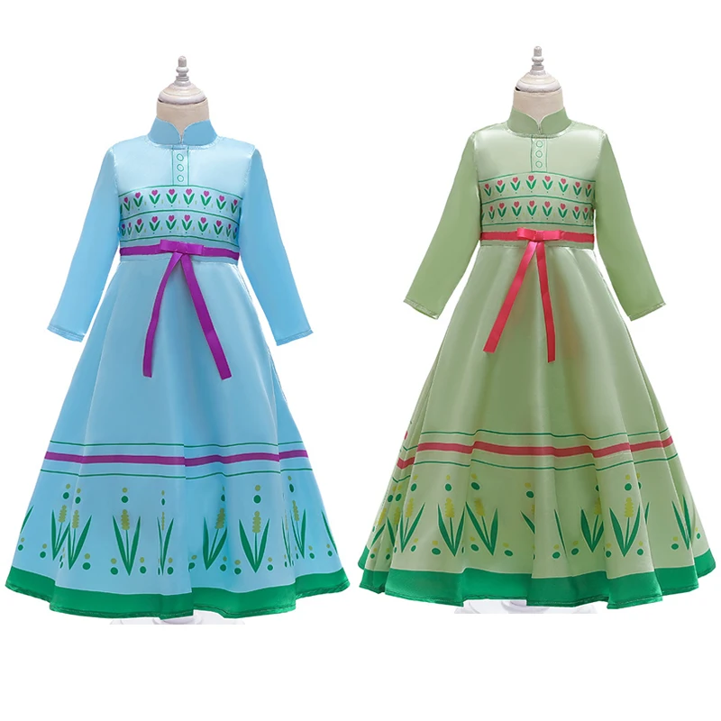 Детский карнавальный костюм аниме; карнавальное платье «Холодное сердце 2»; Бальные платья Анны; синие платья; праздничное платье принцессы Эльзы