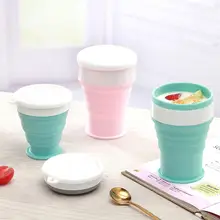 Портативный набор силиконовых складных чашек для воды, для еды, с пряжкой, двойная Складная силиконовая чашка, складная телескопическая чашка для питья
