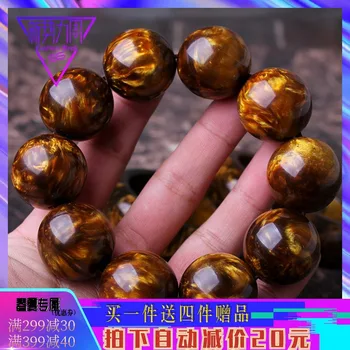 

Natural Gold Silk Sea Willow Hand String Black Coral Blood Sea Willow Buddha Bead Bracelet for Men and Women