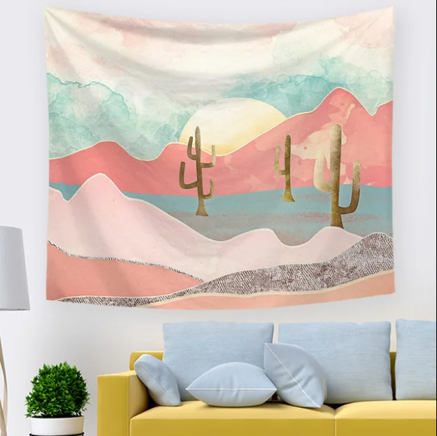 

Bohemian Mountain Sun Print Tapestry Hippie Mandala Wall Hanging Background Decor Sofa Cover Yoga Mat Home Decor