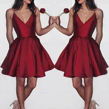 A-Line/принцесса v-образным вырезом без рукавов атласные Короткие/Мини-платья