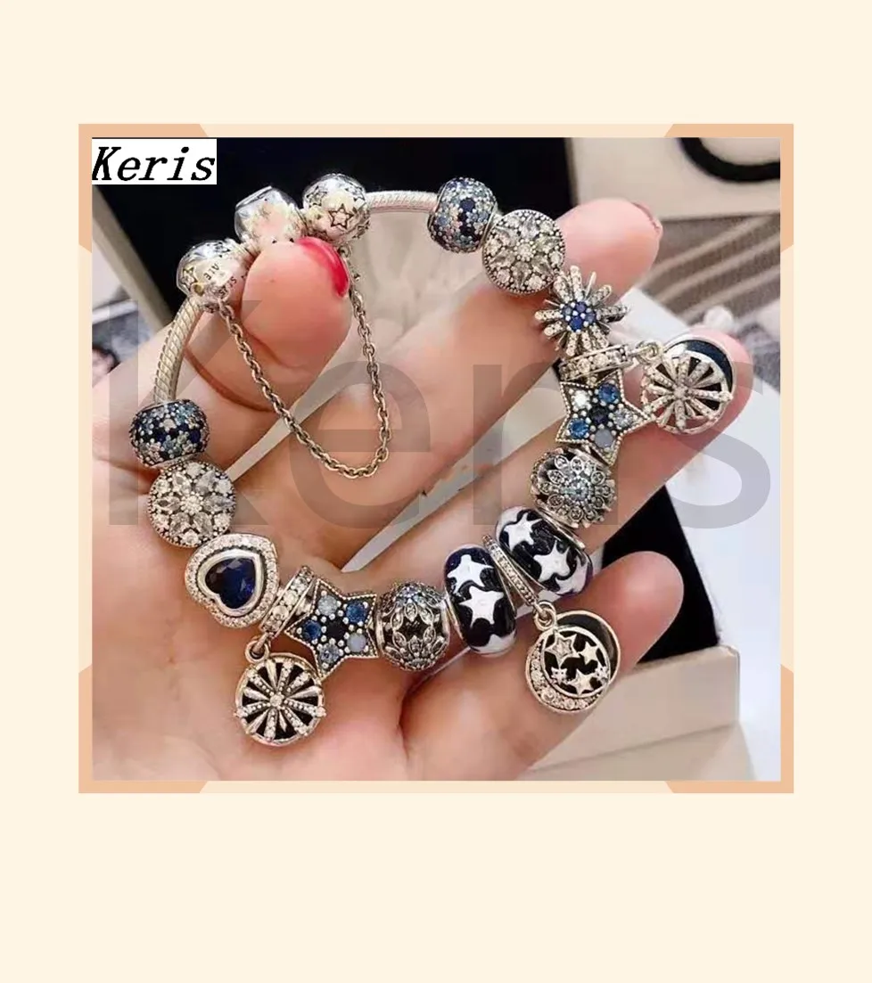

Keris Store High Quality 1:1 100%925 Silver New Star Of The Moon Glass Star Beads String Bracelet Free Delivery