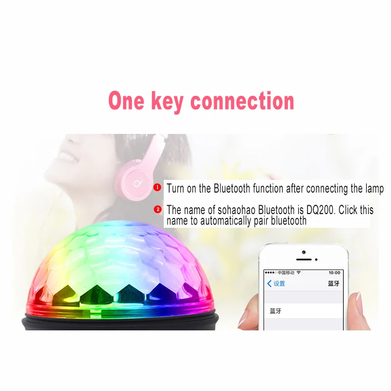 Ночной светильник, мини сценический светильник, Bluetooth, пульт дистанционного управления, зарядка через USB, хрустальный магический шар, лампа KTV, семейный мигающий фонарик для вечеринок, красочный