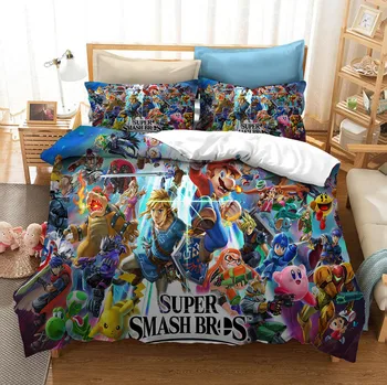 

3D Cartoon Super Mario Printed Bedding Set Duvet Covers Pillowcases Comforter Bedding Set Bedclothes Bed Linen