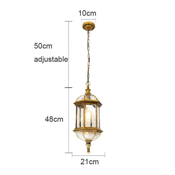 Lámpara colgante para exteriores de color negro rústico de 10 W E27 con vidrio biselado transparente, luminaria de montaje semiempotrado para porche y entrada