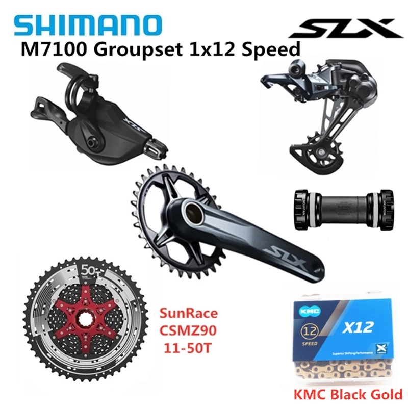 SHIMANO DEORE SLX M7100 комплект горного велосипеда MTB 1x12 speed 11-50T FC+ SL+ RD+ CSMZ90+ KMCX12 с MT800BB M7100 12 speed Groupset