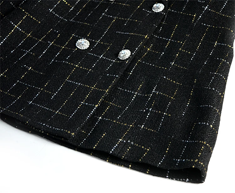 New Autumn Plaid Suit Coat Woman Small Fragrant Celebrity Double-breasted Blazer Jacket Chic Slim Outwear