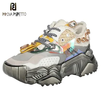 

Prova Perfetto 2020 Increase Within Casual Sneakers Women Color Matching Rhinestone Asakuchi Zapatillas Mujer Sports Shoes Woman