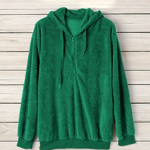 Green PatPat/однотонная шерстяная толстовка с капюшоном; Осенняя Повседневная Женская одежда; пальто; куртка для отдыха и комфорта - Цвет: Green
