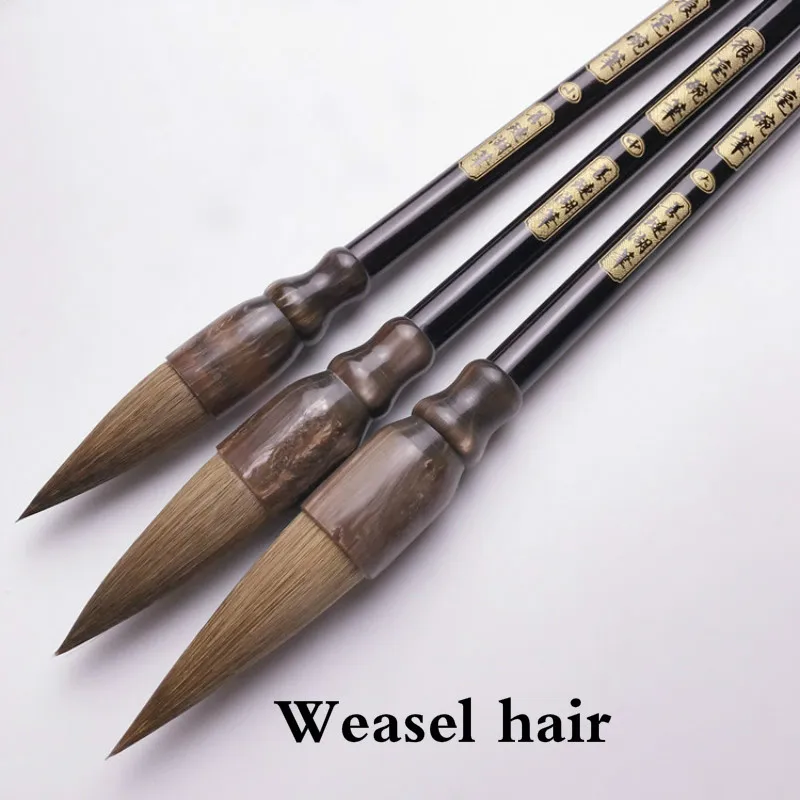 3pcs Chinese Calligraphy Brush Weasel Hair Writing Brushes Wolf Hair Calligraphy Brush Pen for Chinese Painting Couplet Writing