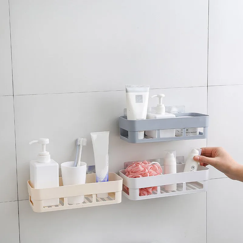 Brief  Bathroom Soap Towel Holder Shelf Wall Vacuum Suction Cup Sponges Storage Basket 1pc 2