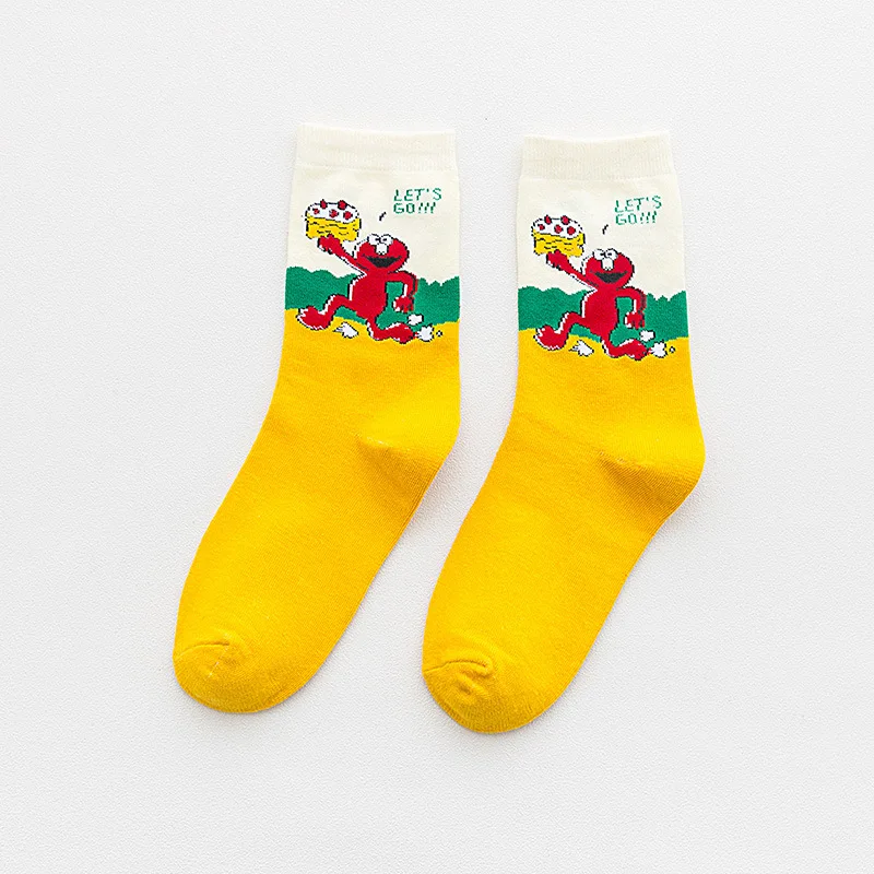 Новые милые женские хлопковые носки с героями мультфильмов уличные женские забавные носки средней длины в Корейском стиле для осени и зимы 225 - Цвет: 04