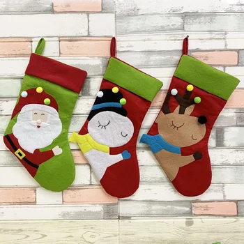 

Botique-3 Pcs Christmas Stocking for Xmas Classic Decoration Fireplace Hanging Ornaments Holiday Decorations