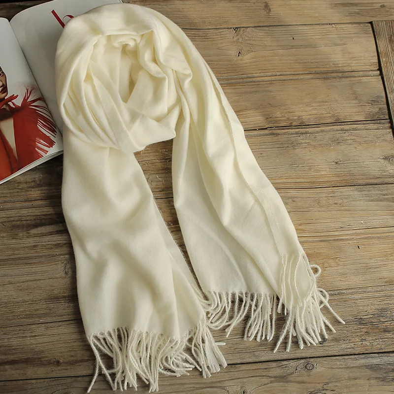 Women Pure White Cotton Scarf Tassel Shawls Lady Kerchief Scarf Hijabs for DIY Dyeing Embroidery Painting 60*170cm 5