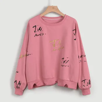 

Fashion Sweatshirt Womens Autumn Casual Daily O-Neck Long Sleeve Printed Hole Pullover Tops Wholesale Free Ship толстовка Z4