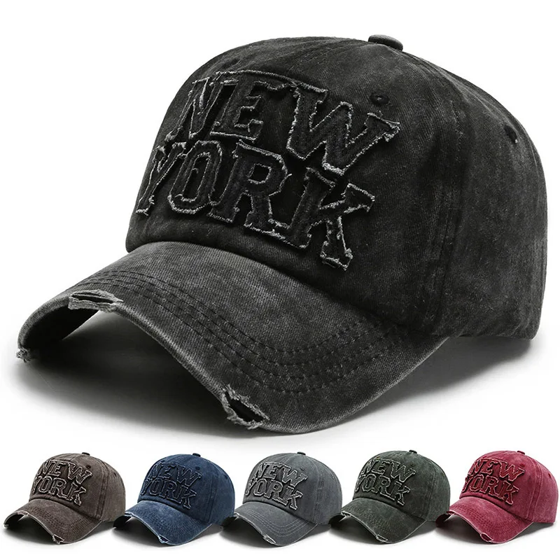 

New men and women washed cotton NEWYORK letters baseball cap outdoor leisure fashion sun visor elastic adjustable trucker hat