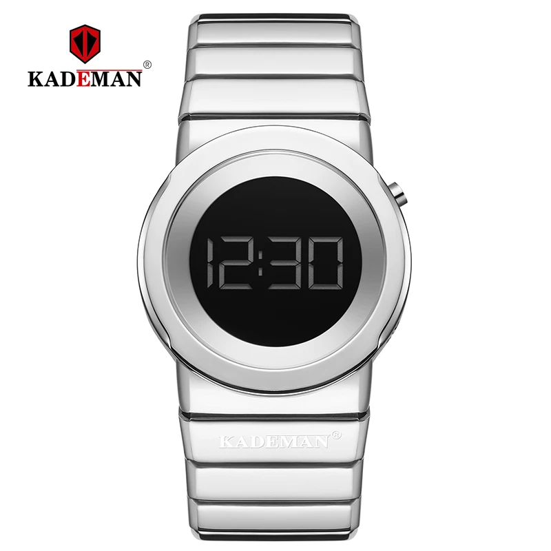 KADEMAN, женские часы, роскошные, полностью стальные, женские наручные часы, водонепроницаемый, светодиодный, цифровые часы,, новая мода, браслет, повседневные часы - Цвет: silver