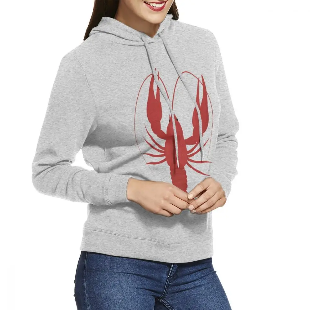 Вареные красные женские толстовки Crawfish пуловер с длинными рукавами Повседневная хлопковая толстовка