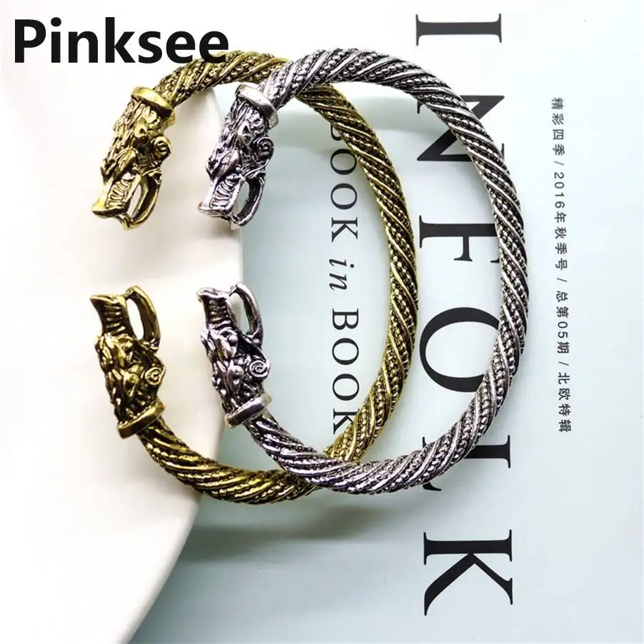 

Teen Wolf Head Bracelet Indian Jewelry Fashion Accessories Viking Bracelet Men Wristband Cuff Bracelets For Women Open Bangles