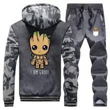##Special Price I Am groot Mens comouflage Thick Hoodies Winter Sweatshirt High Quality Warm Suit Groot Man Jacket+Pant 2PCS Sets Men streetwear ##Special Price I Am groot Mens comouflage Thick Hoodies Winter Sweatshirt High Quality Warm Suit Groot Man Jacket+Pant 2PCS Sets Men streetwear