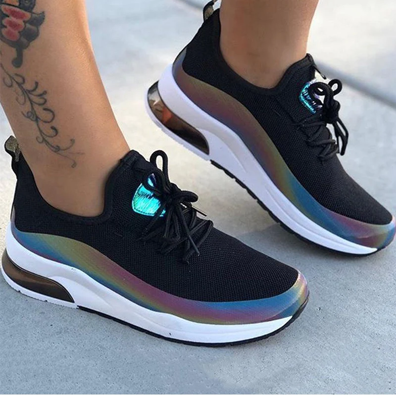 Best Price Zapatillas de deporte transpirables con cordones para mujer, zapato vulcanizado cómodo de talla grande para primavera y otoño, 2020 GmJA7NjwB