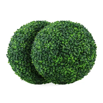 

2 PCS 15.7 Inch Artificial Plant Topiary Ball Faux Boxwood Decorative Balls for Backyard,Balcony,Garden,Wedding DéCor
