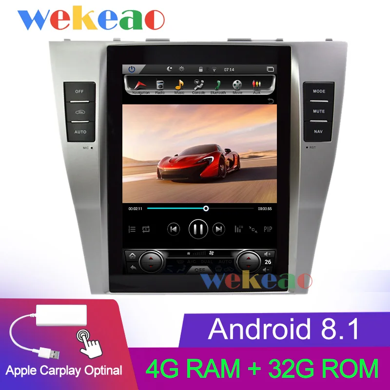 Android Car Radio Wekeao вертикальный экран Tesla стиль 10,4 ''Android 8,1 автомобильный Радио gps навигация для Toyota Camry DVD Автомобильный плеер 2007-2011 - Цвет: Android Car Radio