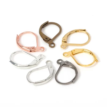 

50pcs French Earring Hooks 15x10mm Gold Ear Wire Earrings Base Accessories for DIY Jewelry Making Settings Wholesale DIY