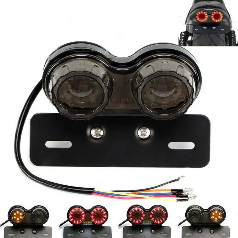 

Universal LED Motorcycle Tail Turn Signal Light Twin Dual Motorbike Taillight Rear Lamp Brake Licence Plate Holder Light