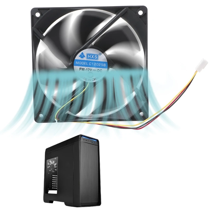 

120x120x25mm DC 12V 0.15A 3 Pin 7-Blade Computer Case Cooling Fan Cooler 12025 R9JB