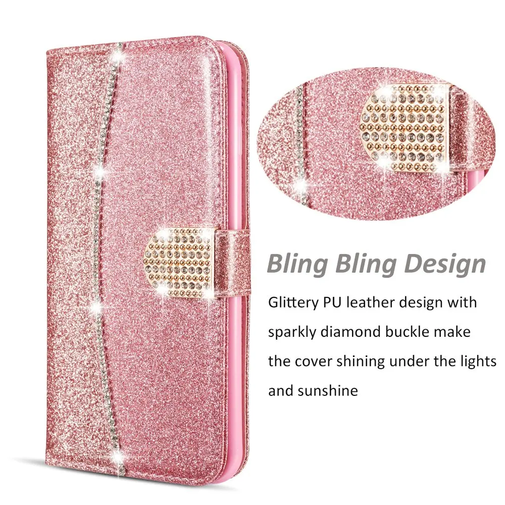Glitter Magnatic Wallet Flip Case for IPhone 11 Pro Max X Xr Xs Diamond Leather Phone Cover 8 Plus 7 6S 6 5 5S SE |