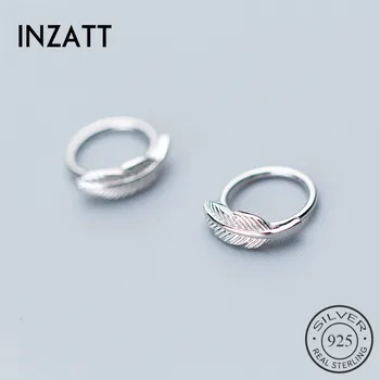 

INZATT Real 925 Sterling Silver Minimalist Feather Hoop Earrings For Fashion Woman Geometric 2019 Cute Fine Jewelry Gift