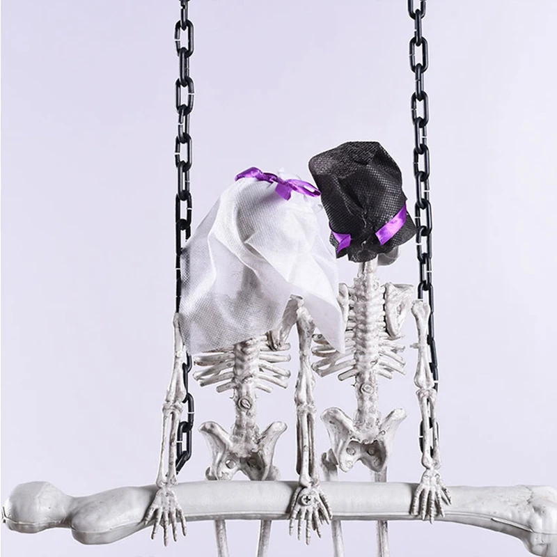 Halloween Hanging Skull Skeleton Ghost Bridegroom Bride Welcome Sign Tricky Toy Horror Haunted House Escape Halloween Prop