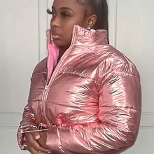 Chaqueta acolchada de algodón para mujer, abrigo informal con cremallera y cordón, estilo deportivo, Color brillante, invierno, 2021