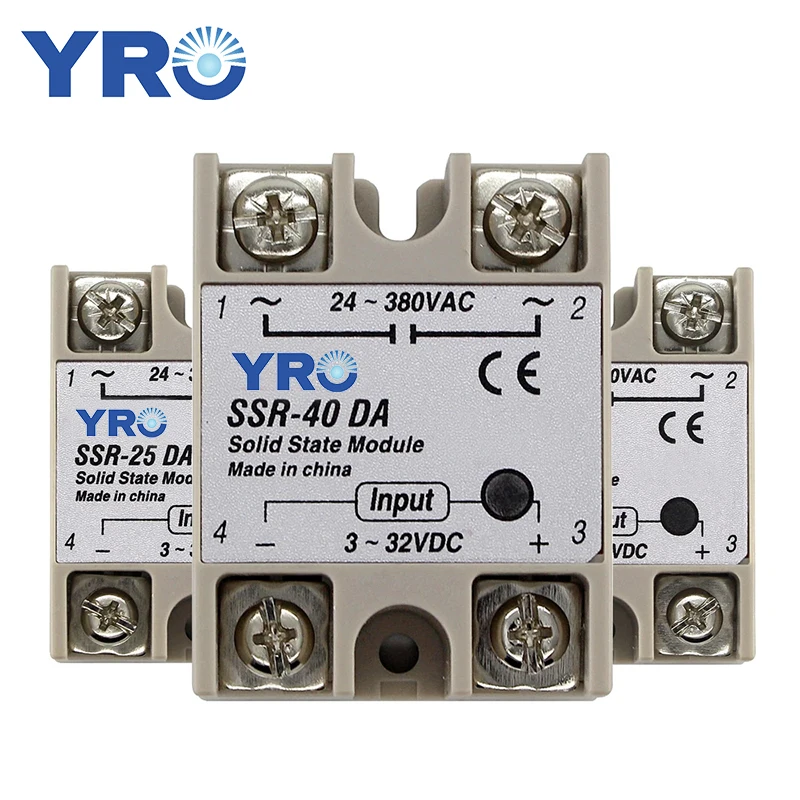 SSR-10DA SSR-25DA 10A 25A 40A твердотельный релейный модуль 3-32 В вход постоянного тока 24-380