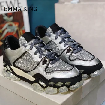 

Autumn Clear Heels Casual Women Shoes Lace Up Round Toe Ladies Sneakers 2020 Runaway Fashion Soft Bottom Sneakers Trainers Shoes