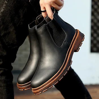 

Plus size 37-46 boots men's winter shoes black split boots men's shoes warm plush winter boots men's winter leather boots men's