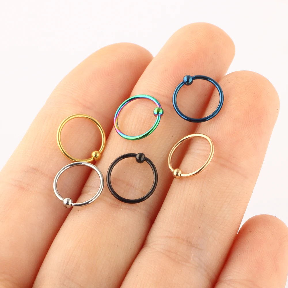 JUNLOWPY 20G Stainless Steel Nose Rings Cartilage Helix Ear Hoop Piercing Studs Tragus Earring Wholesale Body Jewelry 100/200pcs
