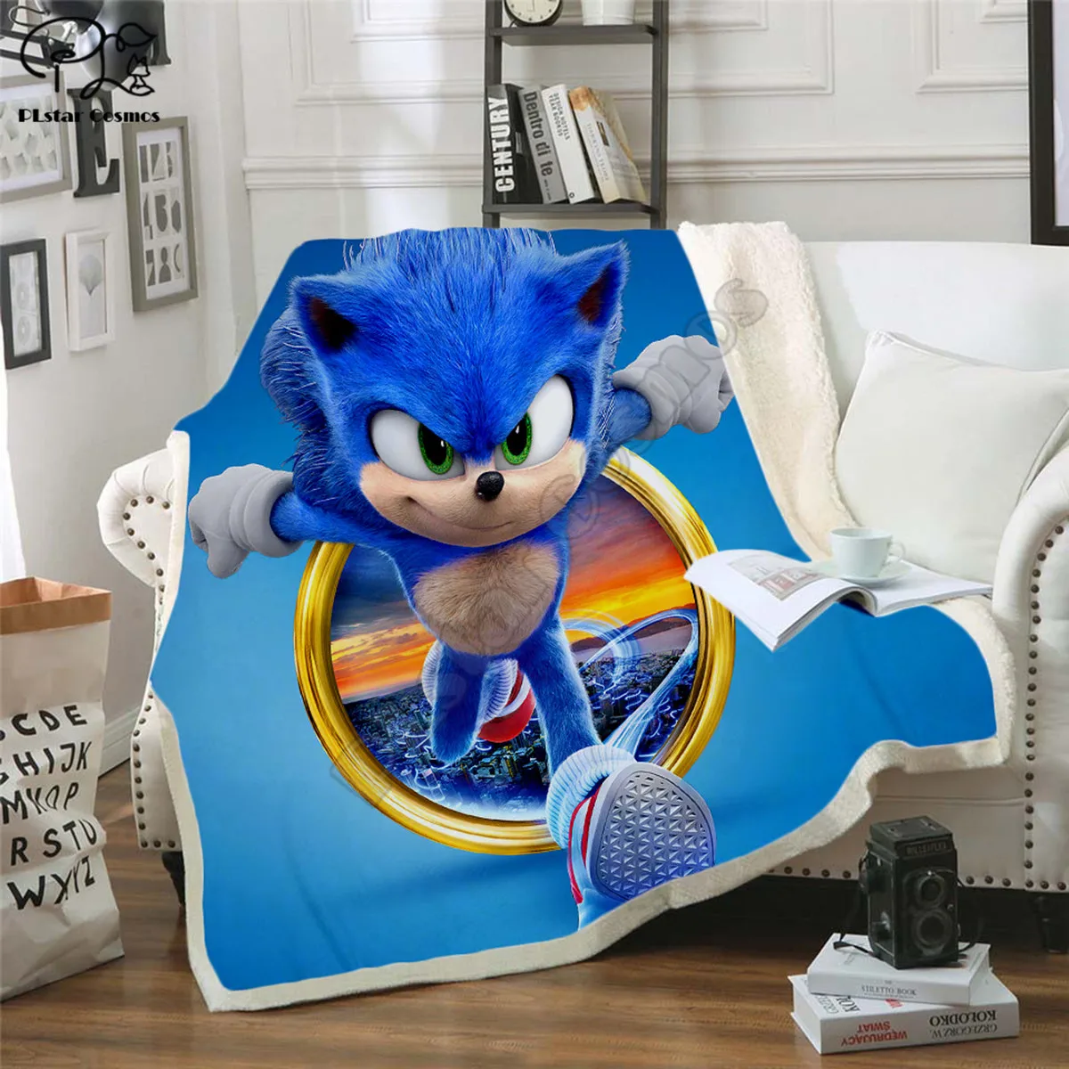 

Sonic the Hedgehog pattern Blanket 3D full printed Wearable Blanket Adults/kids Fleece Blanket drop shippng style-3