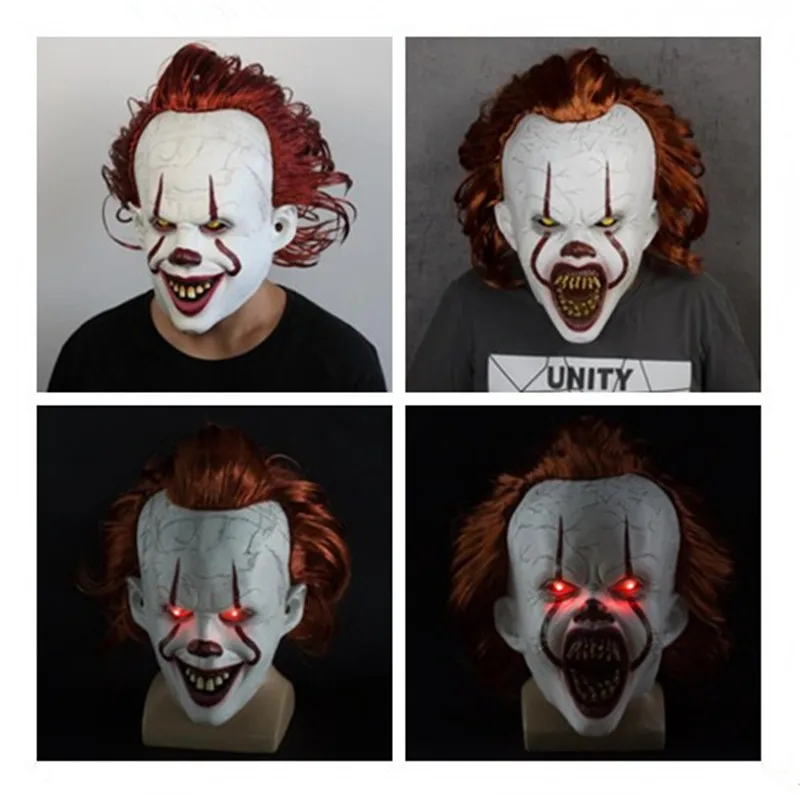 

Stephen King's It Mask Pennywise Horror Clown Joker Mask The eyes will shine Clown Latex Mask Halloween Cosplay Costume Props