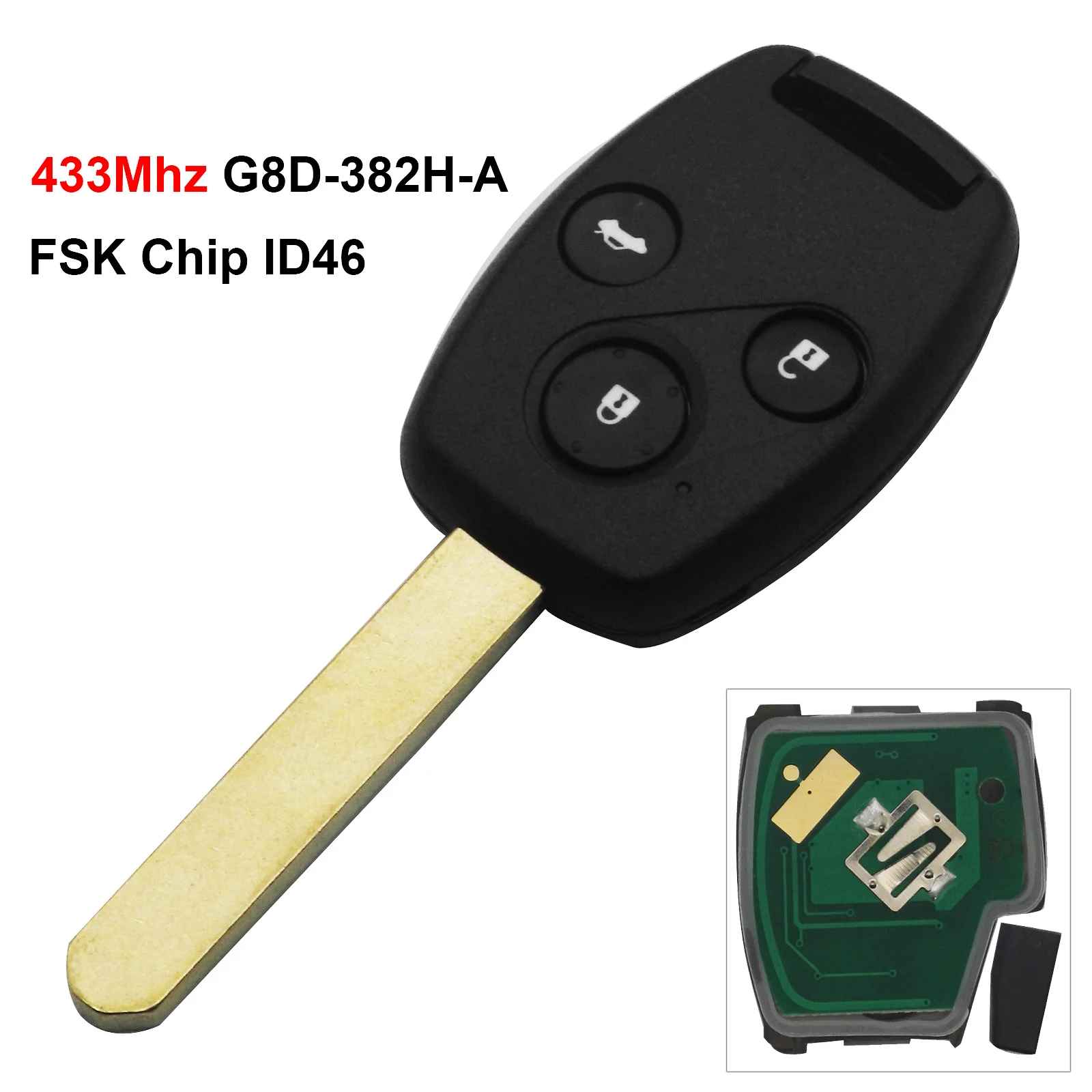 Kutery 10X G8D-382H-A 384H-A дистанционный ключ Подходит для Honda для Accord Element CR-V HR-V City Odyssey, Civic Авто 433/315 МГц - Количество кнопок: 433.9Mhz
